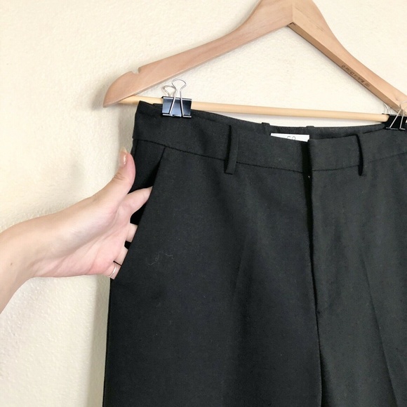 CO Virgin Wool Cropped Woven Straight Leg Trouser Pants in Black - Picture 10 of 11